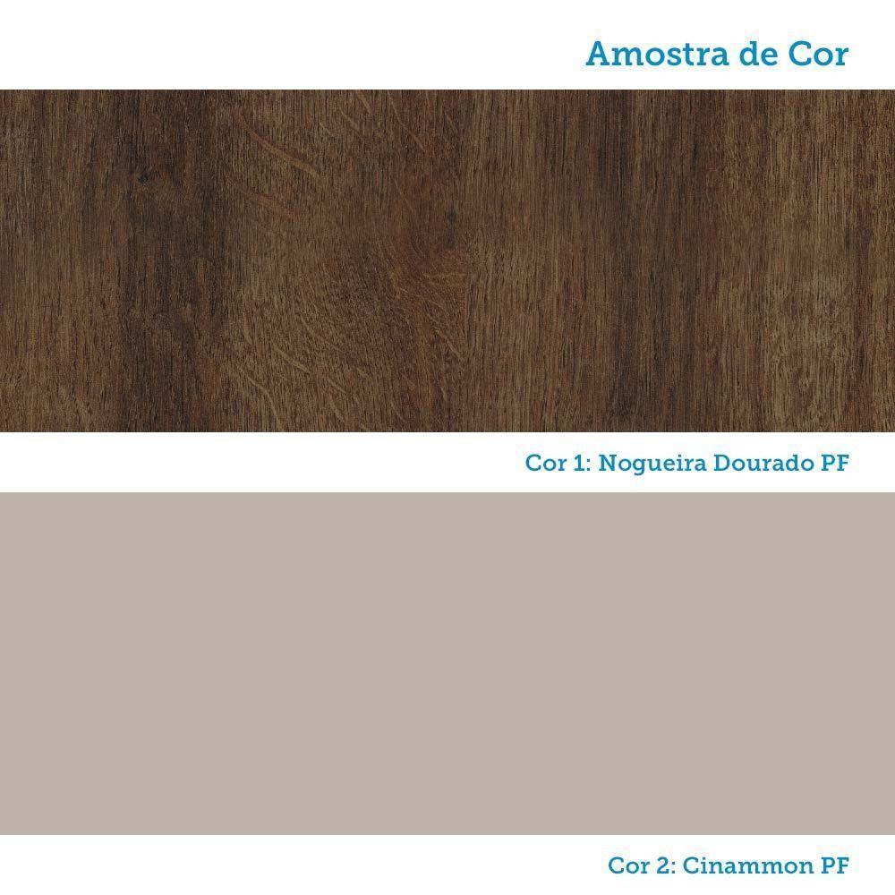 Balcão De Cozinha 120cm 3 Portas Sem Tampo Luna Luciane Móve Nogueira Dourado-cinammon - 4