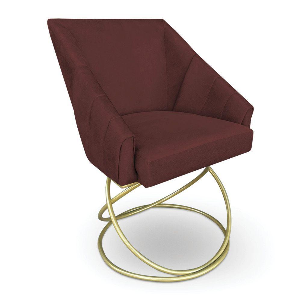 Poltrona Luxo Alana Suede Marsala Base De Ferro Dourado - Pallazio - 1