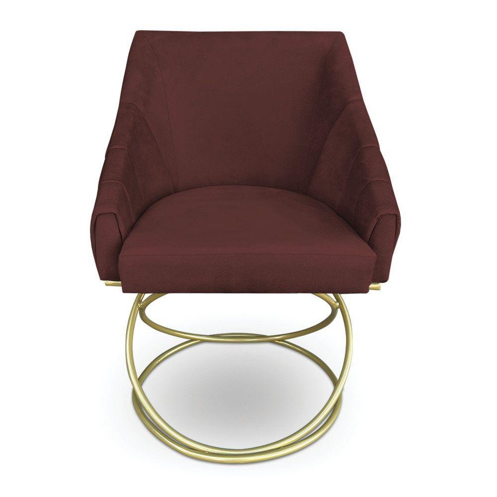 Poltrona Luxo Alana Suede Marsala Base De Ferro Dourado - Pallazio - 3