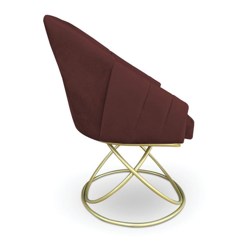 Poltrona Luxo Alana Suede Marsala Base De Ferro Dourado - Pallazio - 4