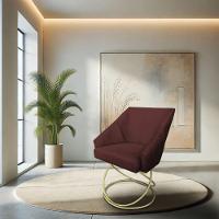 Poltrona Luxo Alana Suede Marsala Base De Ferro Dourado - Pallazio - 2