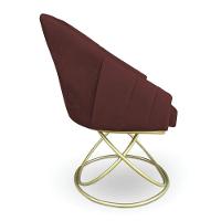 Poltrona Luxo Alana Suede Marsala Base De Ferro Dourado - Pallazio