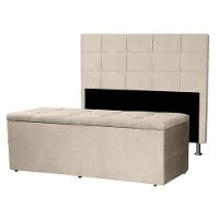 Kit Cabeceira E Calçadeira Baú King 1,95m Roma Suede - Pallazio Cor Preto - 1