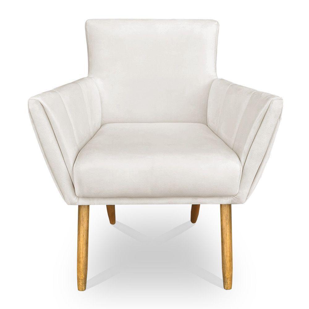 Kit 2 Poltronas Decorativa Leticia Suede Pés Palito Castanho - Pallazio Cor Azul Turquesa - 3