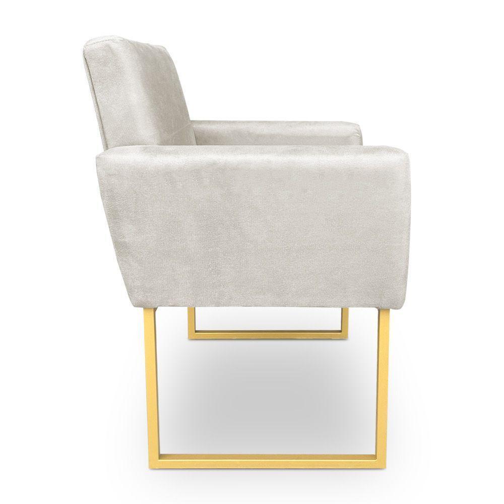 Kit 2 Poltronas Decorativa Nina Suede Base Metálica Industrial Dourado - Pallazio Cor Azul Marinho - 5