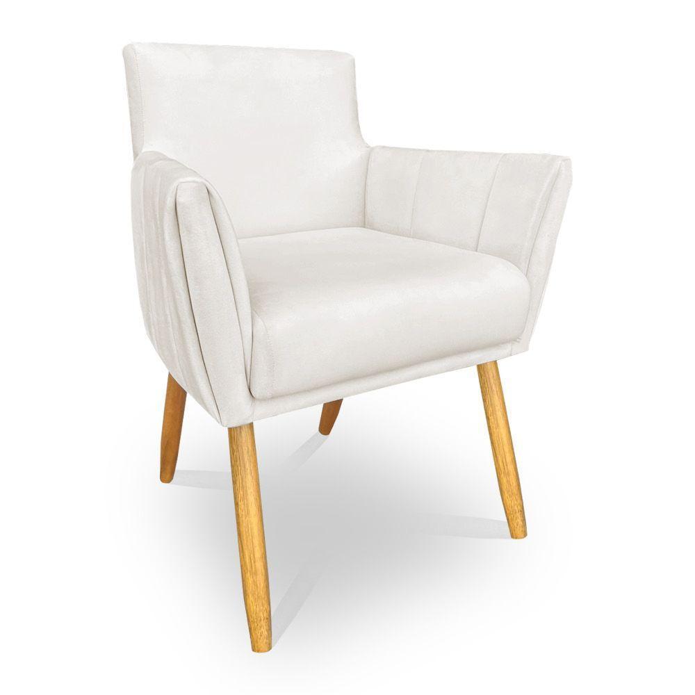 Kit 2 Poltronas Decorativa Leticia Suede Pés Palito Castanho - Pallazio Cor Verde - 4