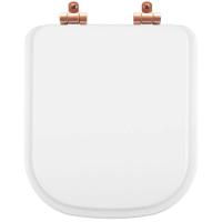 Tampa De Vaso Poliéster Com Fechamento Lento Piano Branco Para Louça Deca Com Ferragem Rose Gold - 1