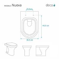 Tampa De Vaso Poliéster Com Fechamento Lento Nuova Branco Para Louça Deca Com Ferragem Preta - 2