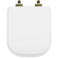 Tampa De Vaso Poliéster Com Fechamento Lento Quadra Branco Para Louça Deca Com Ferragem Dourada - 1