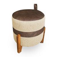 Kit 02 Puffs Le Mans Linho Dourado E Corano Nozes Base De Madeira - Pallazio - 3