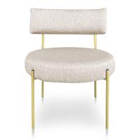 Kit 2 Poltronas Luxo Elora Linho Pés De Ferro Dourado - Pallazio Cor Bege