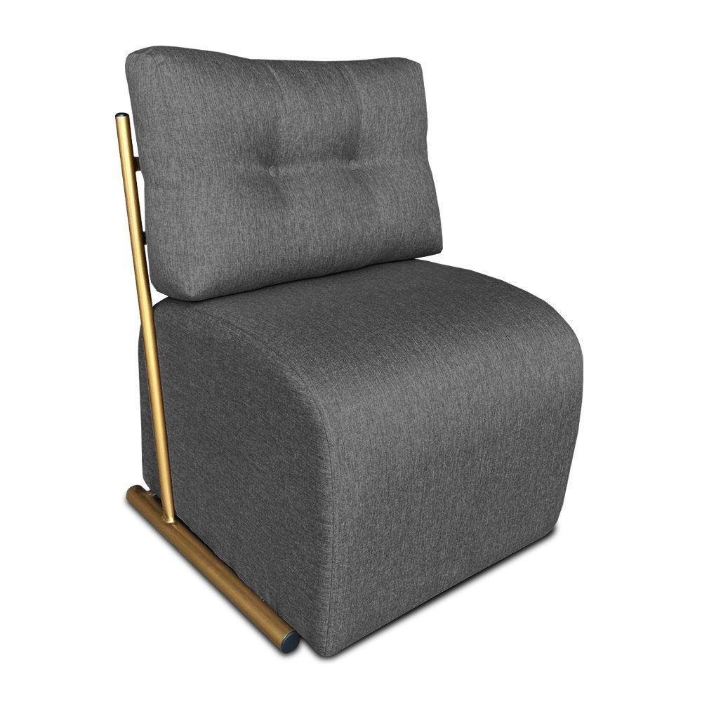 Kit 2 Poltronas Luxo Aurora Linho Grafite Base De Ferro Dourado - Pallazio - 3