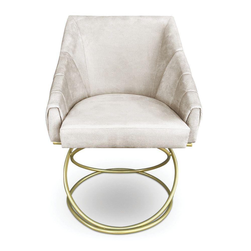 Kit 2 Poltronas Luxo Alana Suede Base De Ferro Dourado - Pallazio Cor Verde - 4