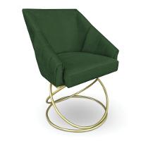 Kit 2 Poltronas Luxo Alana Suede Verde Base De Ferro Dourado - Pallazio - 3