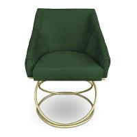 Kit 2 Poltronas Luxo Alana Suede Verde Base De Ferro Dourado - Pallazio