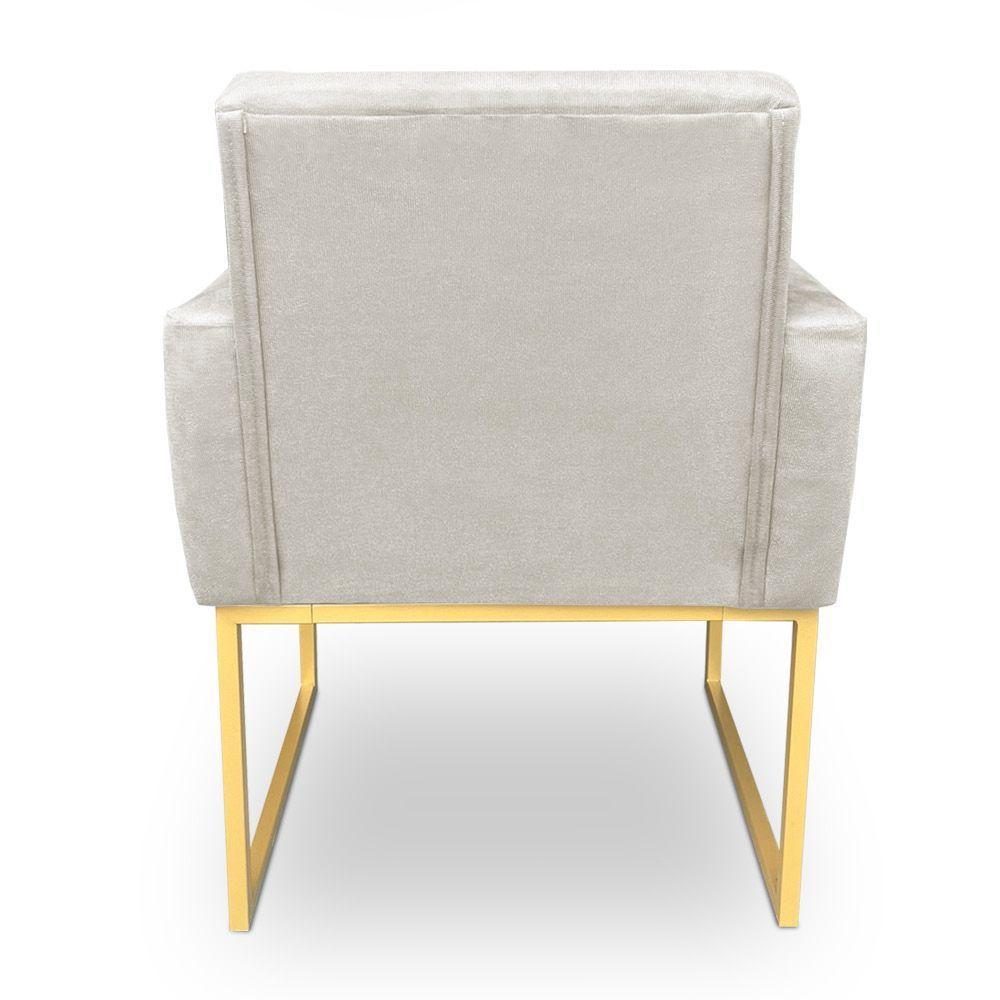Kit 2 Poltronas Decorativa Nina Suede Base Metálica Industrial Dourado - Pallazio Cor Bege - 6