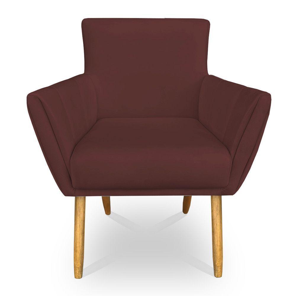 Poltrona Decorativa Leticia Suede Marsala Pés Palito Castanho - Pallazio - 1