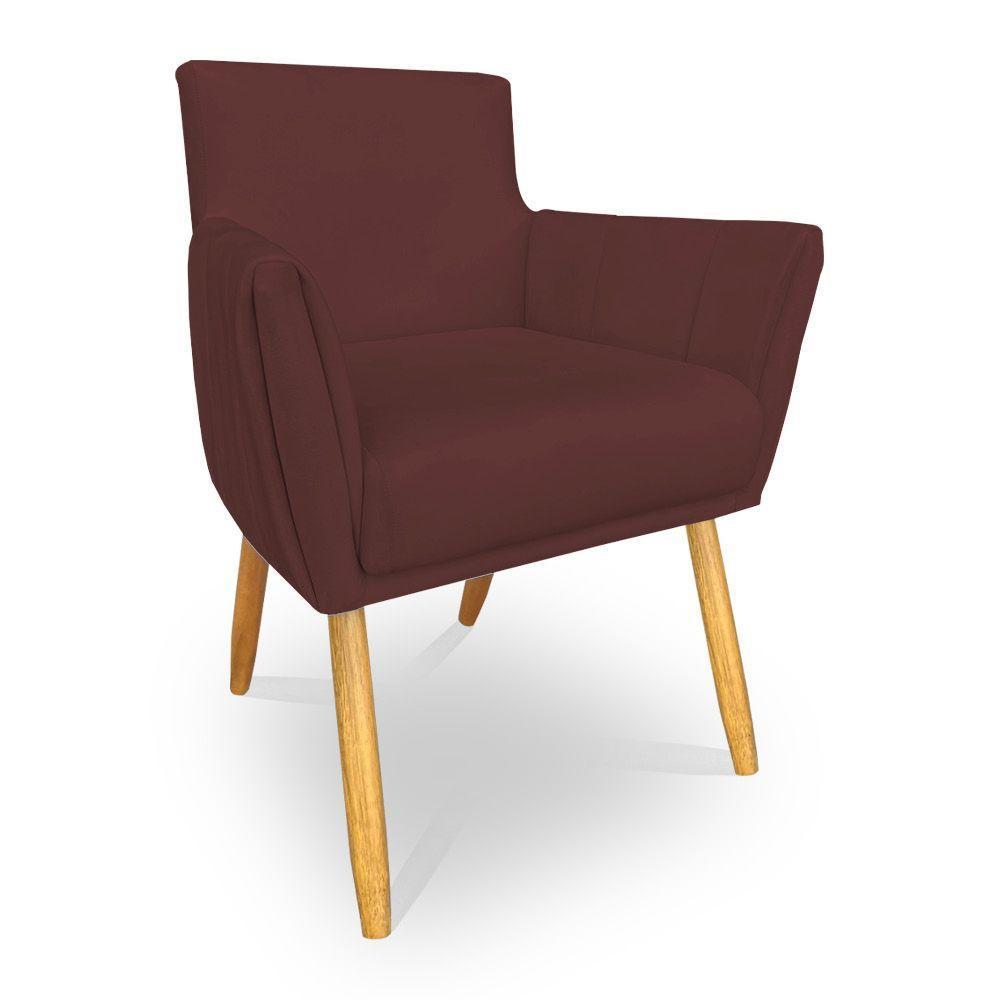 Poltrona Decorativa Leticia Suede Marsala Pés Palito Castanho - Pallazio - 3