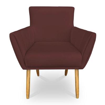 Poltrona Decorativa Leticia Suede Marsala Pés Palito Castanho - Pallazio
