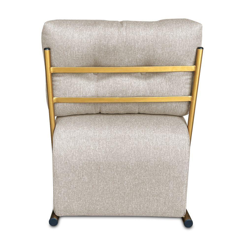 Kit 2 Poltronas Luxo Aurora Linho Base De Ferro Dourado - Pallazio Cor Bege - 6
