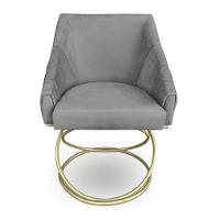 Kit 2 Poltronas Luxo Alana Suede Grafite Base De Ferro Dourado - Pallazio