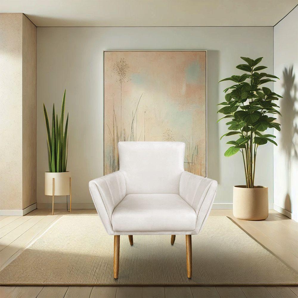 Kit 2 Poltronas Decorativa Leticia Suede Pés Palito Castanho - Pallazio Cor Marrom - 2