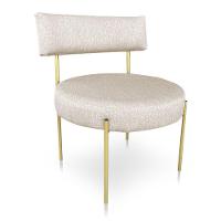 Poltrona Luxo Elora Linho Pés De Ferro Dourado - Pallazio Cor Bege - 1