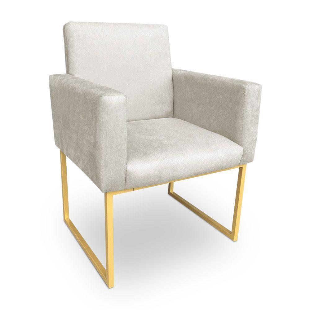 Poltrona Decorativa Nina Suede Base Metálica Industrial Dourado - Pallazio Cor Azul Marinho - 1