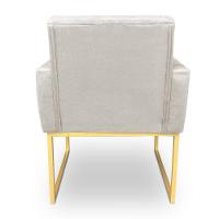Poltrona Decorativa Nina Suede Base Metálica Industrial Dourado - Pallazio Cor Azul Marinho - 5