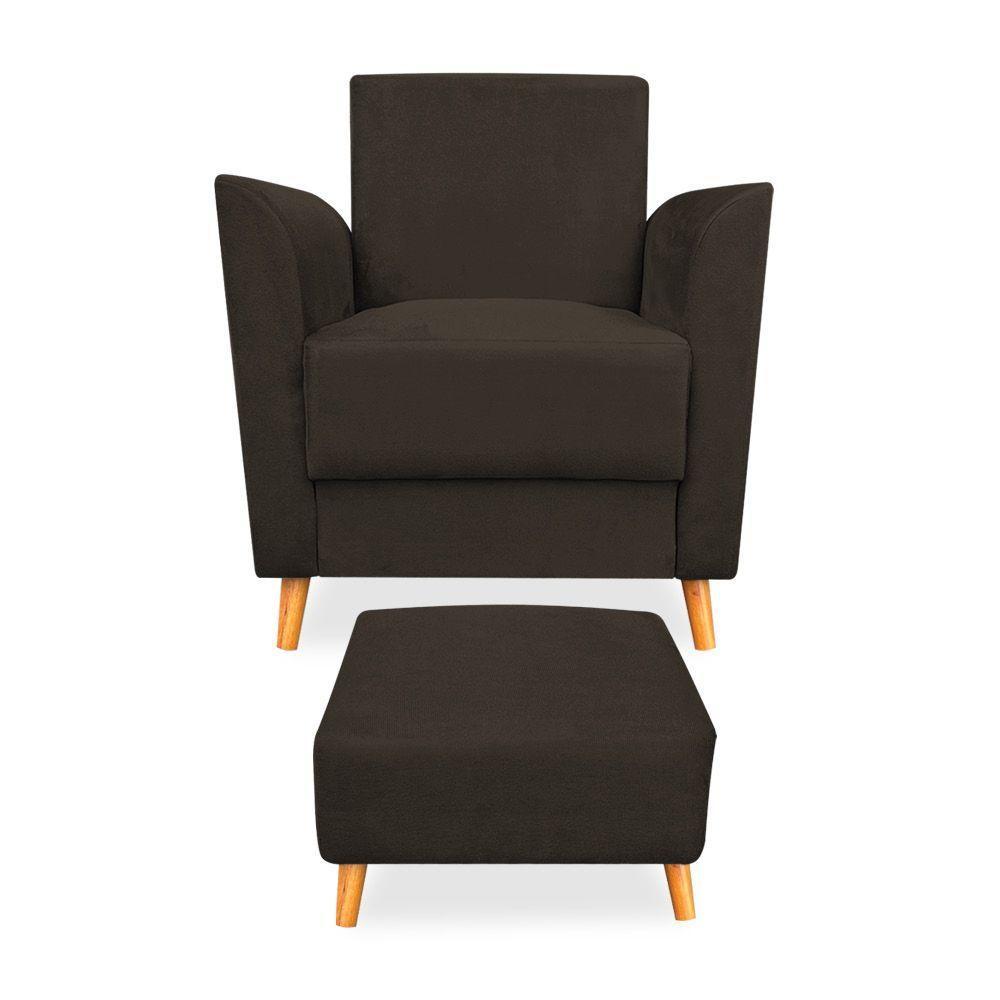 Poltrona De Amamentação Com Puff Flavia Suede Marrom - Pallazio - 3