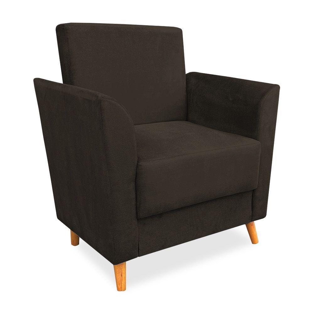 Poltrona De Amamentação Com Puff Flavia Suede Marrom - Pallazio - 4