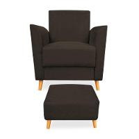 Poltrona De Amamentação Com Puff Flavia Suede Marrom - Pallazio - 3