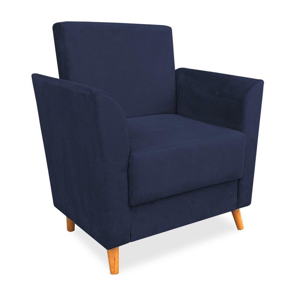 Poltrona De Amamentação Com Puff Flavia Suede Azul Marinho - Pallazio - 4