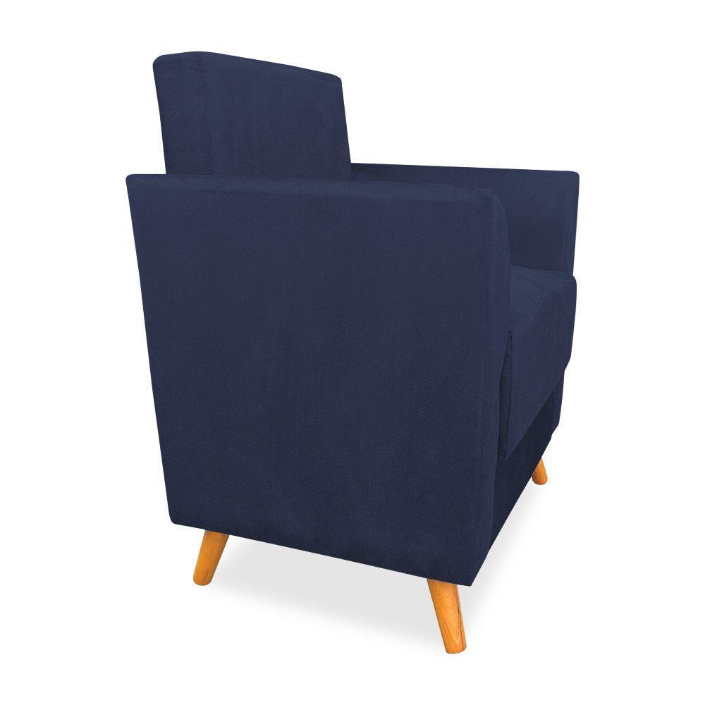 Poltrona De Amamentação Com Puff Flavia Suede Azul Marinho - Pallazio - 5