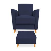 Poltrona De Amamentação Com Puff Flavia Suede Azul Marinho - Pallazio - 3