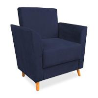 Poltrona De Amamentação Com Puff Flavia Suede Azul Marinho - Pallazio