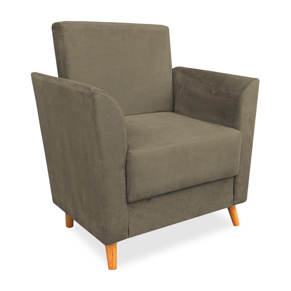 Poltrona De Amamentação Com Puff Flavia Suede Marrom Rato - Pallazio - 4