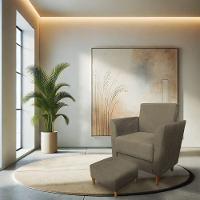 Poltrona De Amamentação Com Puff Flavia Suede Marrom Rato - Pallazio - 2