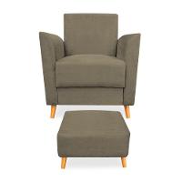 Poltrona De Amamentação Com Puff Flavia Suede Marrom Rato - Pallazio - 3