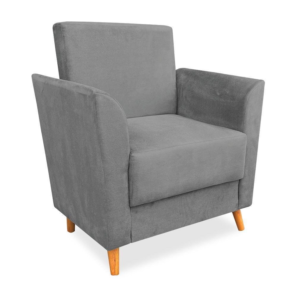 Poltrona De Amamentação Com Puff Flavia Suede Grafite - Pallazio - 4