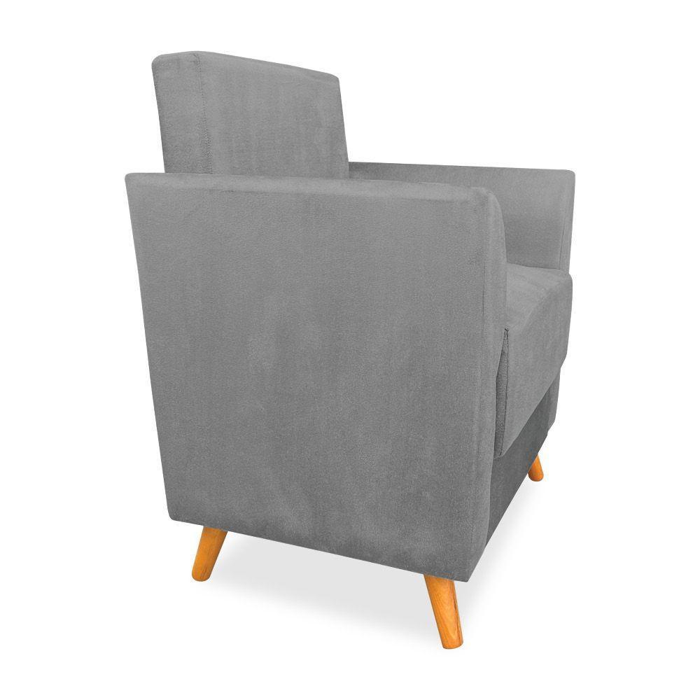 Poltrona De Amamentação Com Puff Flavia Suede Grafite - Pallazio - 5