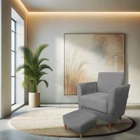 Poltrona De Amamentação Com Puff Flavia Suede Grafite - Pallazio - 2