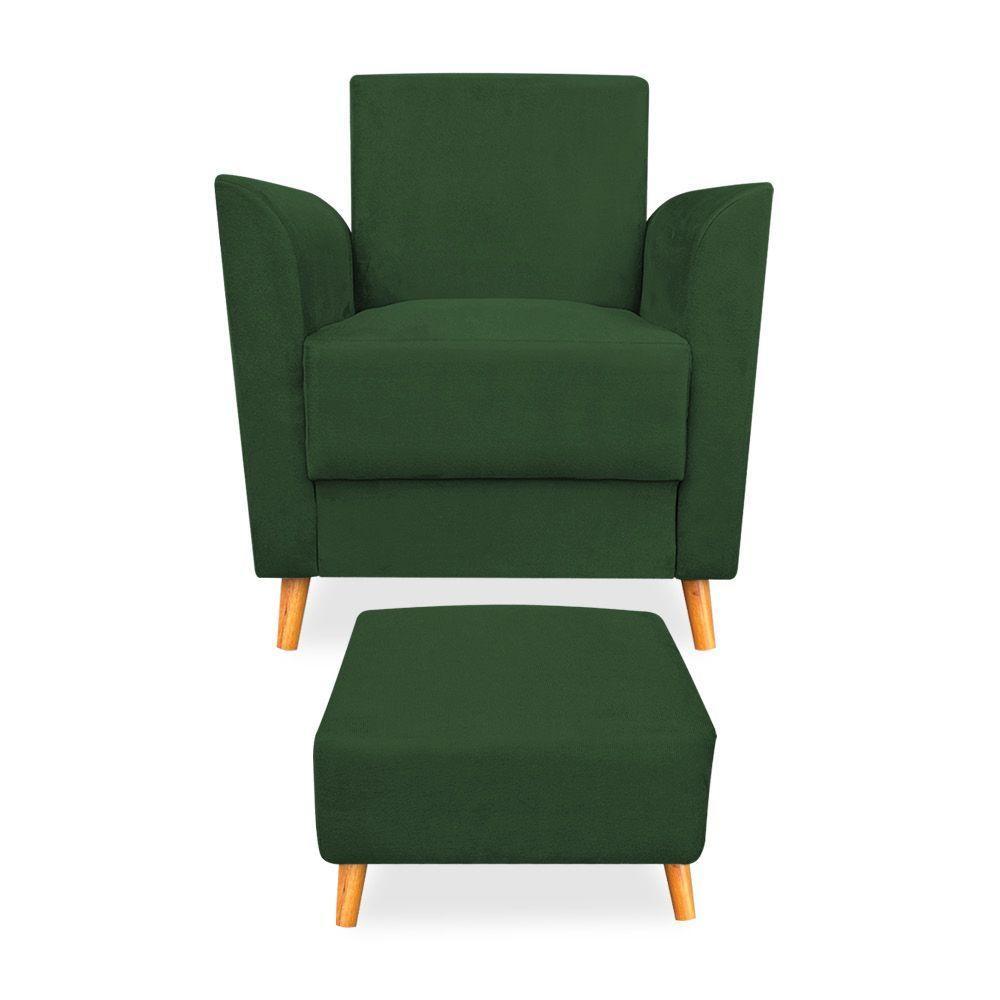 Poltrona De Amamentação Com Puff Flavia Suede Verde - Pallazio - 3