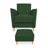 Poltrona De Amamentação Com Puff Flavia Suede Verde - Pallazio - 3