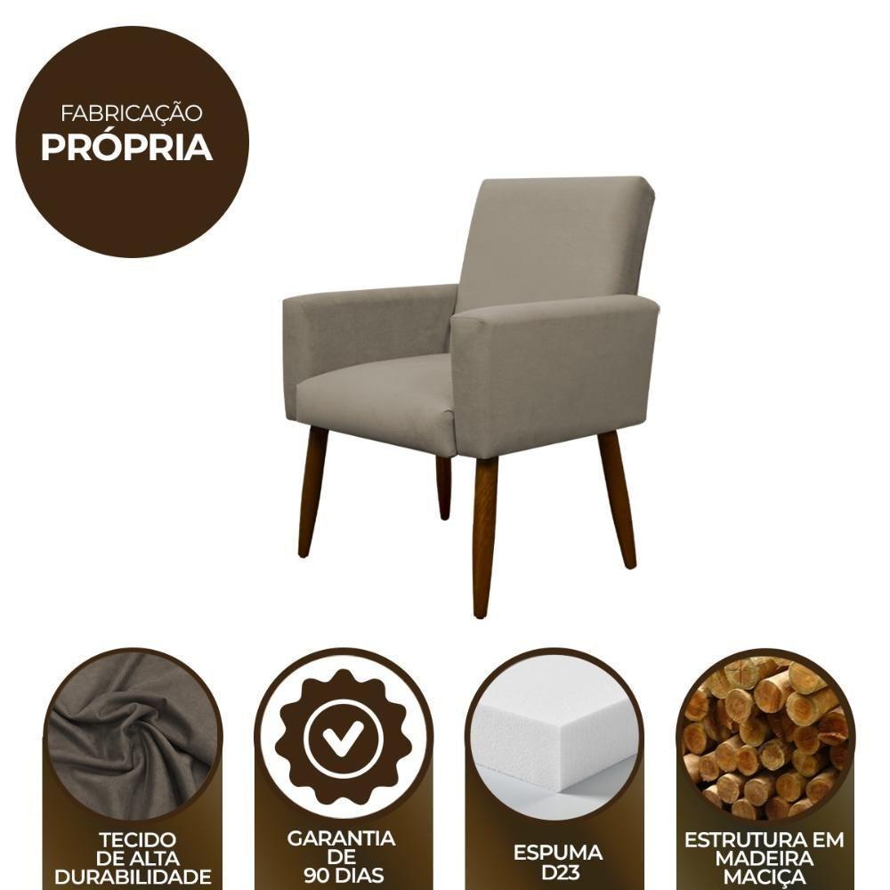 Kit 2 Poltronas Com Puff Redondo Para Sala Nina Cappuccino - 6