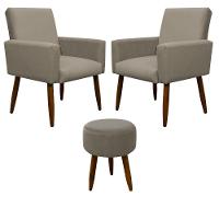 Kit 2 Poltronas Com Puff Redondo Para Sala Nina Cappuccino - 5