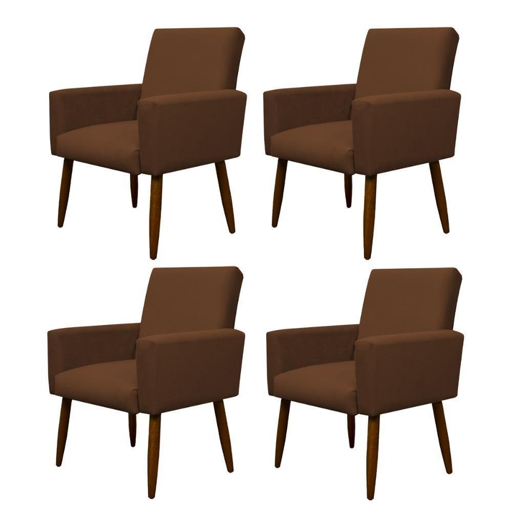 Kit 4 Poltronas Para Sala Pés De Madeira Nina Cobre - 1