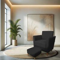 Poltrona De Amamentação Com Puff Flavia Suede Preto - Pallazio - 2