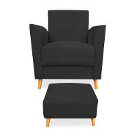 Poltrona De Amamentação Com Puff Flavia Suede Preto - Pallazio - 3