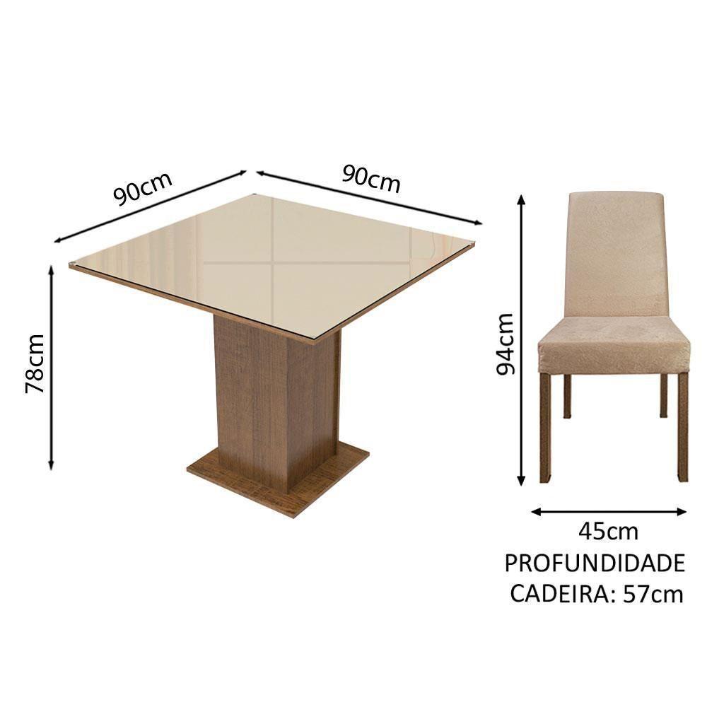Conjunto Sala De Jantar Madesa Cecilie Mesa Tampo De Vidro Com 4 Cadeiras Rustic/crema/imperial - 10